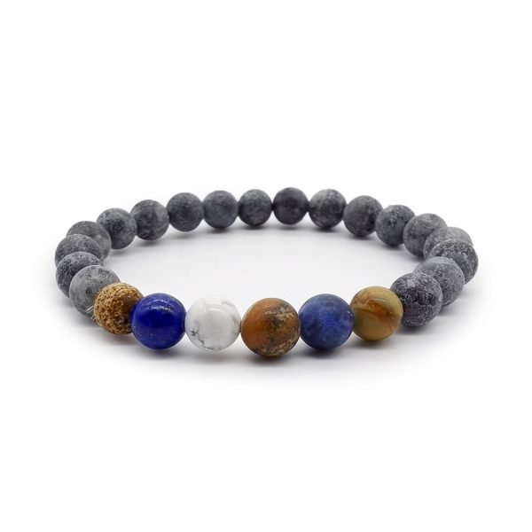 grey, blue and brown stone bracelet