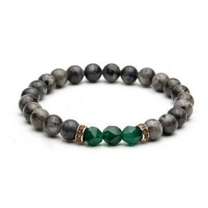 grey stone bracelet with green centre detail