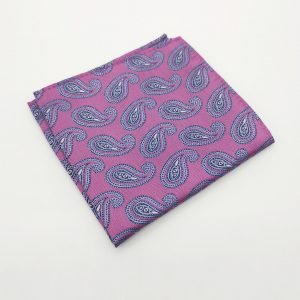 pink and blue paisley design pocket square